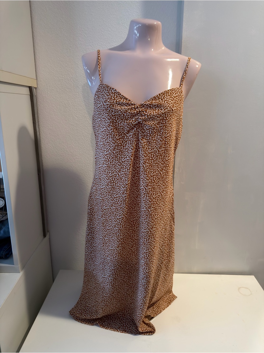 HAVE Orange and Cream Spotted Slip Dress